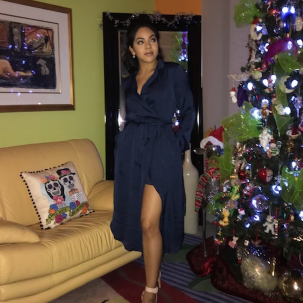 Dark blue satin dress